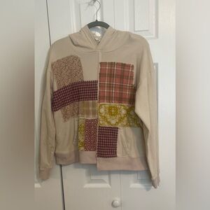 Easel Women's Patchwork Hoodie - Cream, Red, Yellow